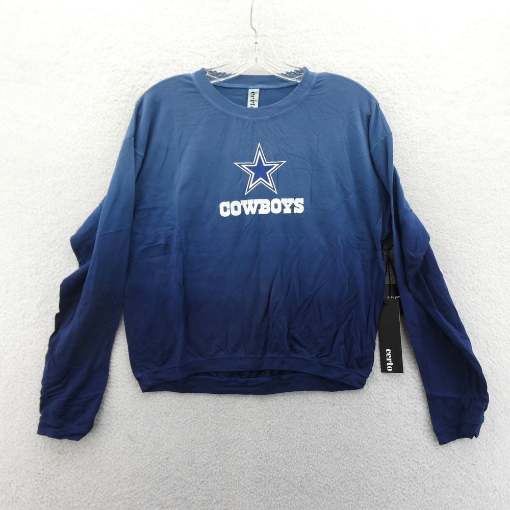 Certo Shirt Womens Medium Dallas Cowboys Blue Ombre‎ Long Sleeve Elastic Hem Top